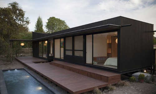 Awesome deck: shipping container home